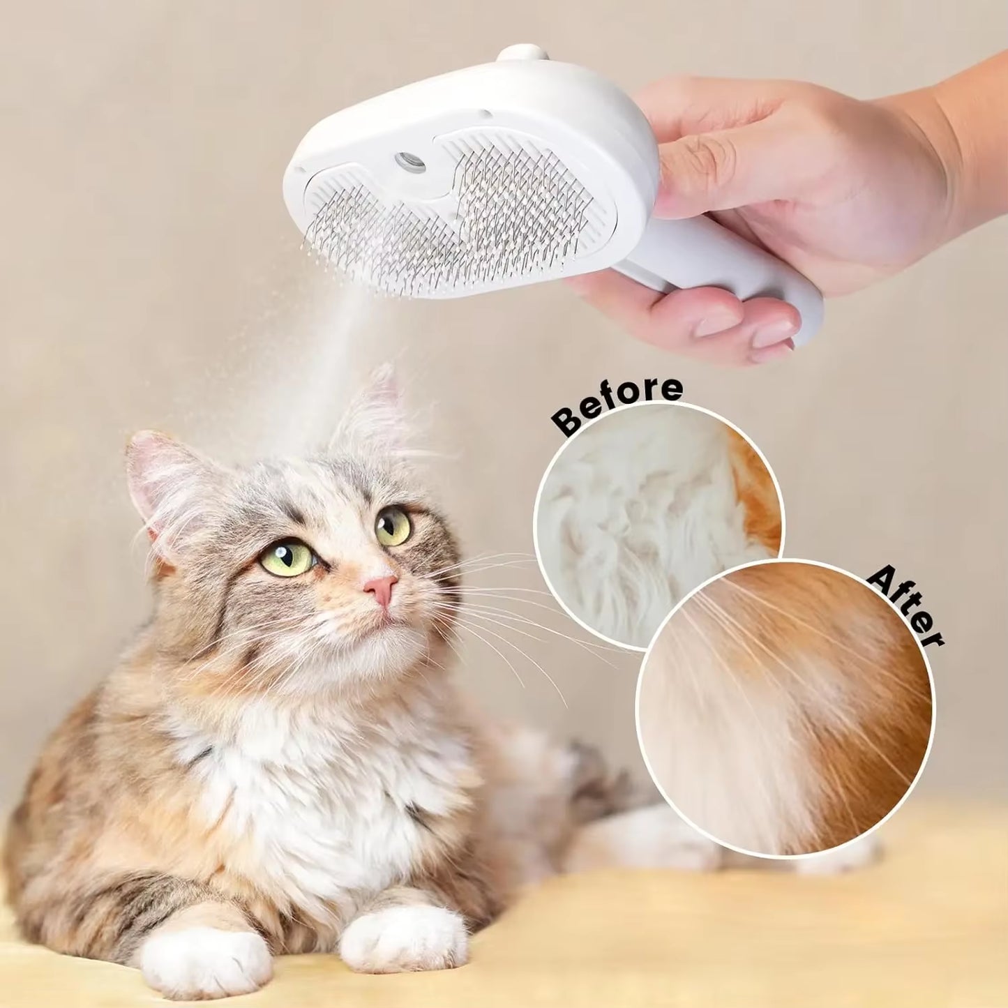 3-in-1 Electric Cat and Dog Steam Brush - Grooming, Massaging, and Hair Removal Comb