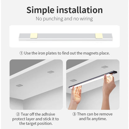 Wireless LED Motion Sensor Night Light - USB Rechargeable Cabinet & Wardrobe Lamp for Kitchen & Backlight Use