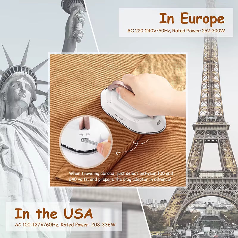 Portable Mini Travel Iron - Lightweight 120V/220V Dry Iron for Quick Pressing at Home or On-the-Go