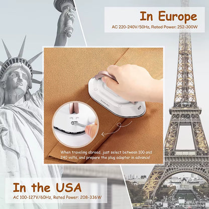 Portable Mini Travel Iron - Lightweight 120V/220V Dry Iron for Quick Pressing at Home or On-the-Go