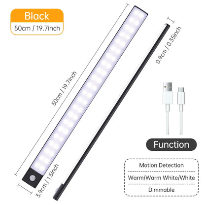 Wireless LED Motion Sensor Night Light - USB Rechargeable Cabinet & Wardrobe Lamp for Kitchen & Backlight Use