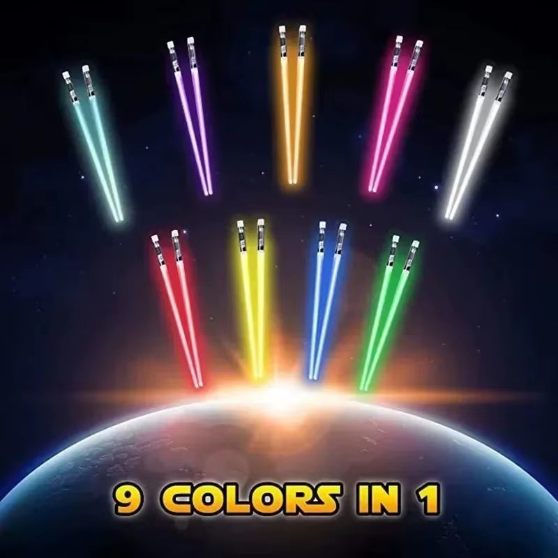 Glow-in-the-Dark LED Lightsaber Chopsticks - Reusable, Washable Fun for Sushi Lovers!