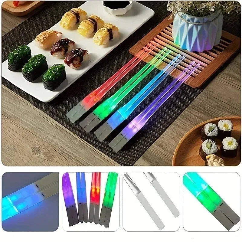 Glow-in-the-Dark LED Lightsaber Chopsticks - Reusable, Washable Fun for Sushi Lovers!