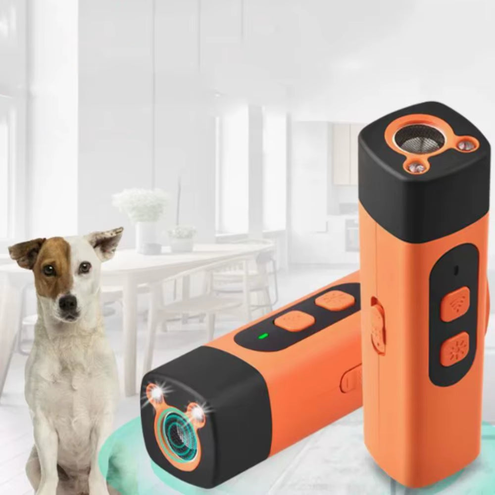 Rechargeable Ultrasonic Dog Repeller with Remote Control & LED Flashlight - Effective Anti-Barking Training Tool