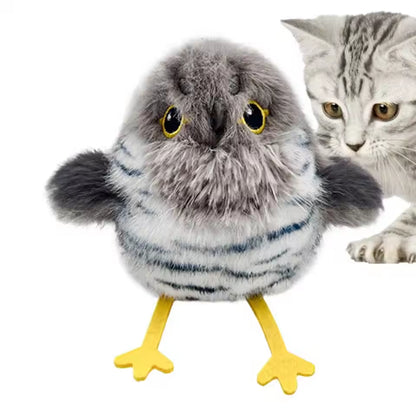 USB Rechargeable Interactive Flapping Chirping Bird Cat Toy - Soft Plush, Touch Activated for Indoor Kitten Fun!