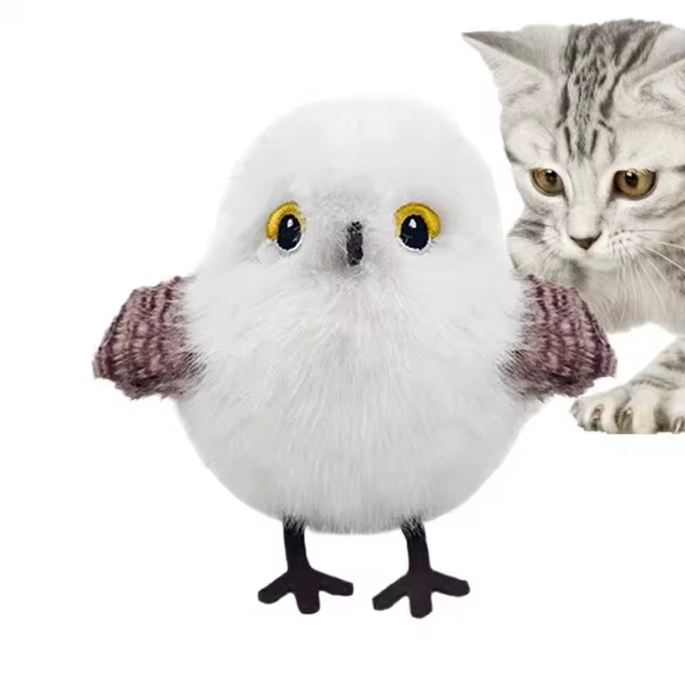 USB Rechargeable Interactive Flapping Chirping Bird Cat Toy - Soft Plush, Touch Activated for Indoor Kitten Fun!
