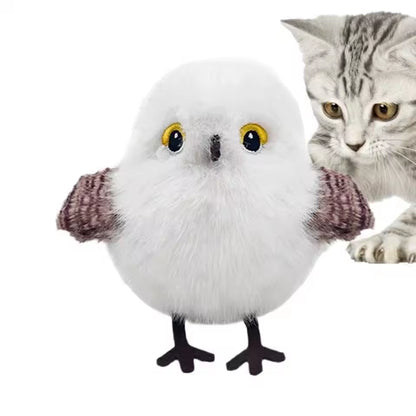 USB Rechargeable Interactive Flapping Chirping Bird Cat Toy - Soft Plush, Touch Activated for Indoor Kitten Fun!