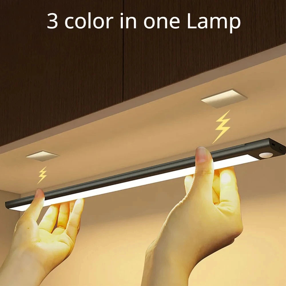 Wireless LED Motion Sensor Night Light - USB Rechargeable Cabinet & Wardrobe Lamp for Kitchen & Backlight Use