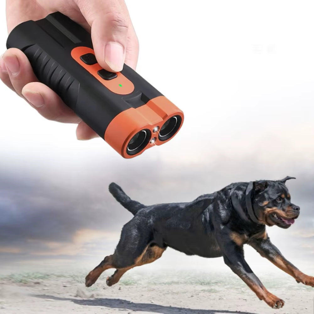 Rechargeable Ultrasonic Dog Repeller with Remote Control & LED Flashlight - Effective Anti-Barking Training Tool