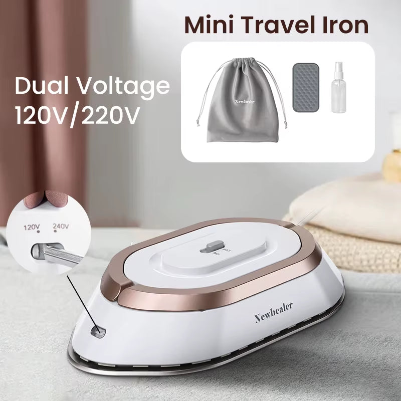 Portable Mini Travel Iron - Lightweight 120V/220V Dry Iron for Quick Pressing at Home or On-the-Go