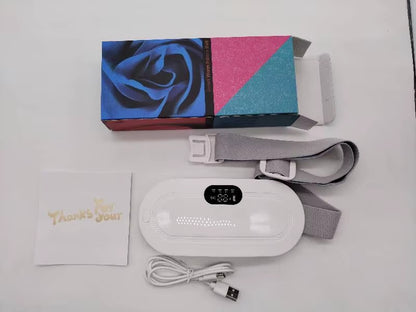 Portable Heated Massage Belt Menstrual Pain Relief Hot Compress Pad Abdominal Thermal Vibration Massager Period Warm Palace Belt