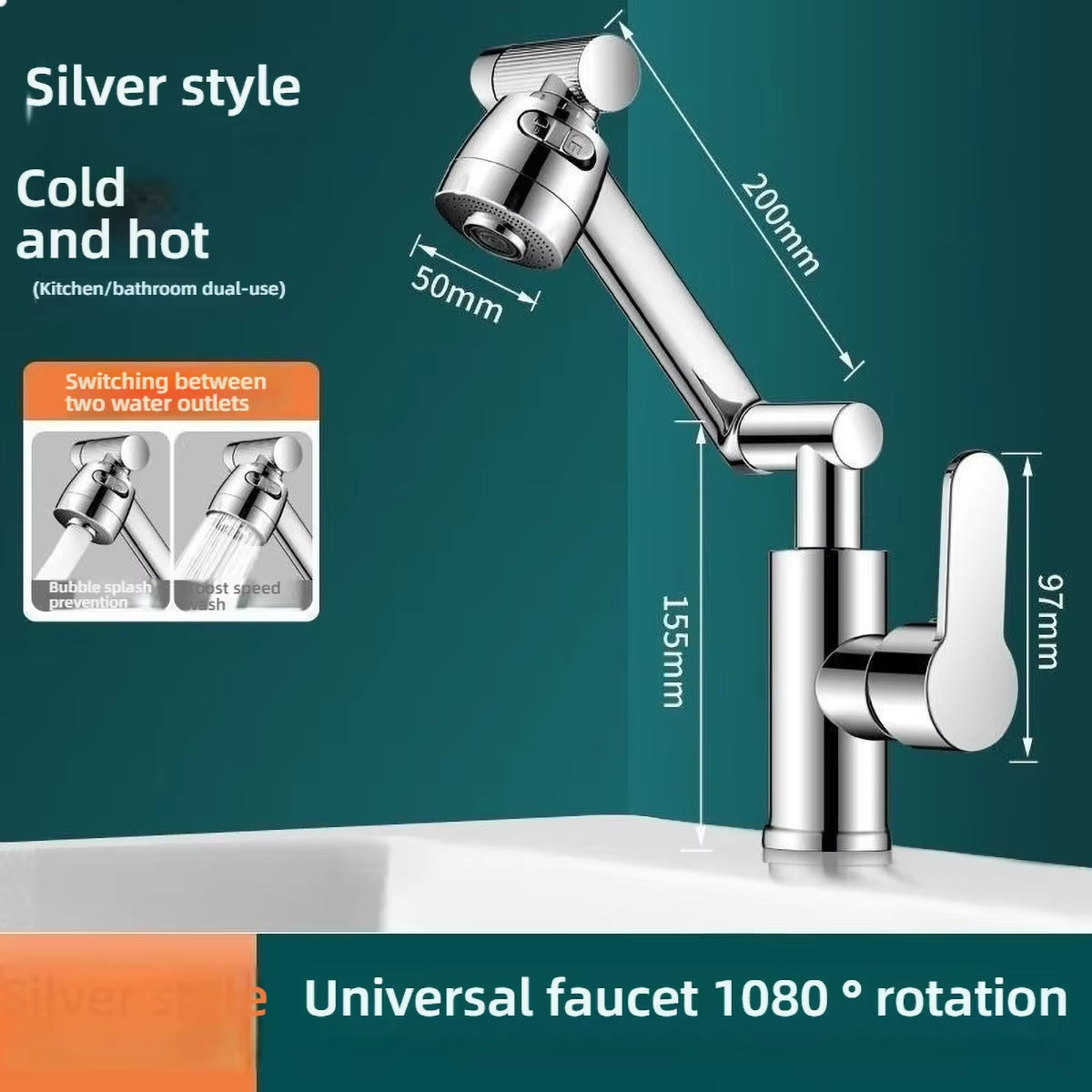 Multifunction 1080° Swivel Kitchen & Bathroom Sink Faucet - Hot & Cold Water Tap