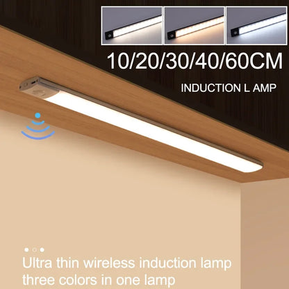 Wireless Rechargeable LED Motion Sensor Cabinet Light - Perfect for Closets, Kitchens, Wardrobes & Stairs - Battery Operated Night Illumination